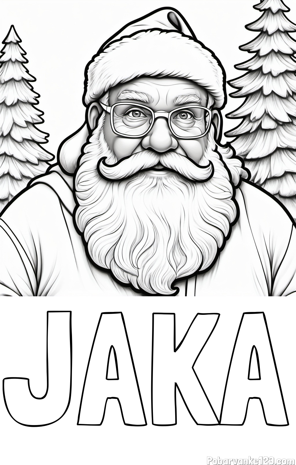 Pobarvanka imena JAKA in pobarvanka Božička z očali