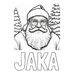 Online izdelana pobarvanka - Pobarvanka imena JAKA in pobarvanka Božička z očali