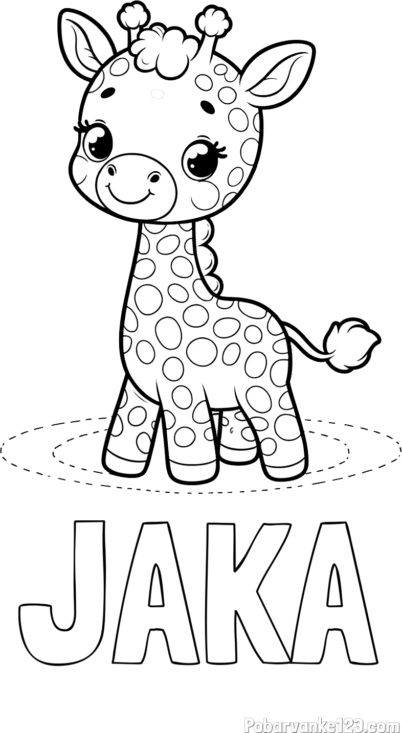 Pobarvanka imena JAKA in pobarvanka žirafe