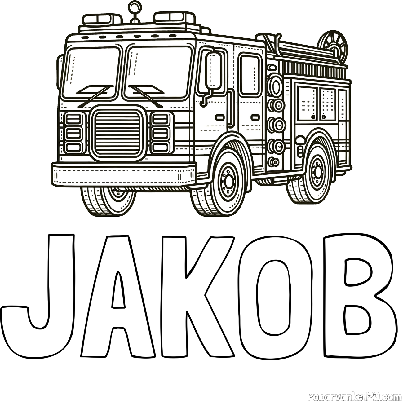 Pobarvanka imena JAKOB in pobarvanka gasilskega avta