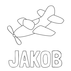 Online izdelana pobarvanka - Pobarvanka imena JAKOB in pobarvanka letala s propelerjem