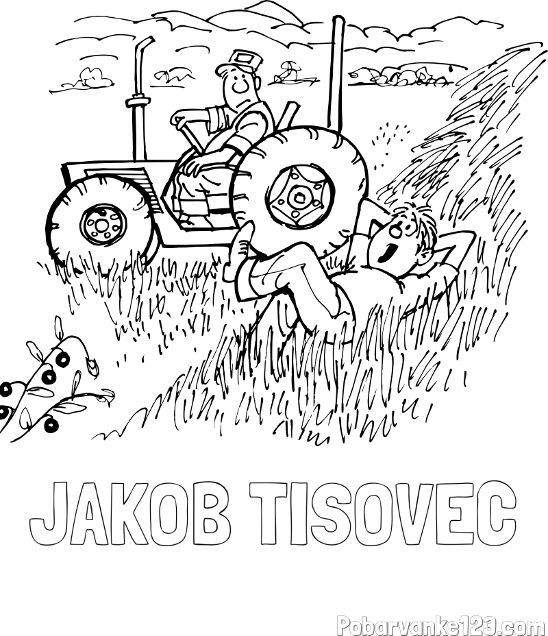 Pobarvanka imena JAKOB TISOVEC in pobarvanka traktor