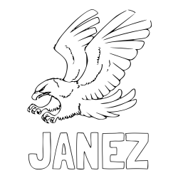 Online izdelana pobarvanka - Pobarvanka imena JANEZ in pobarvanka orla v napadu