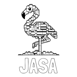 Online izdelana pobarvanka - Pobarvanka imena JAŠA in pobarvanka flaminga sestavljenega iz LEGO kock