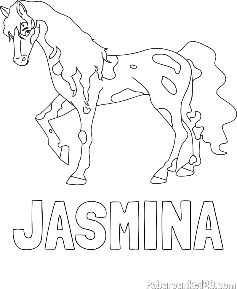 Pobarvanka imena JASMINA in pobarvanka lisastega konja