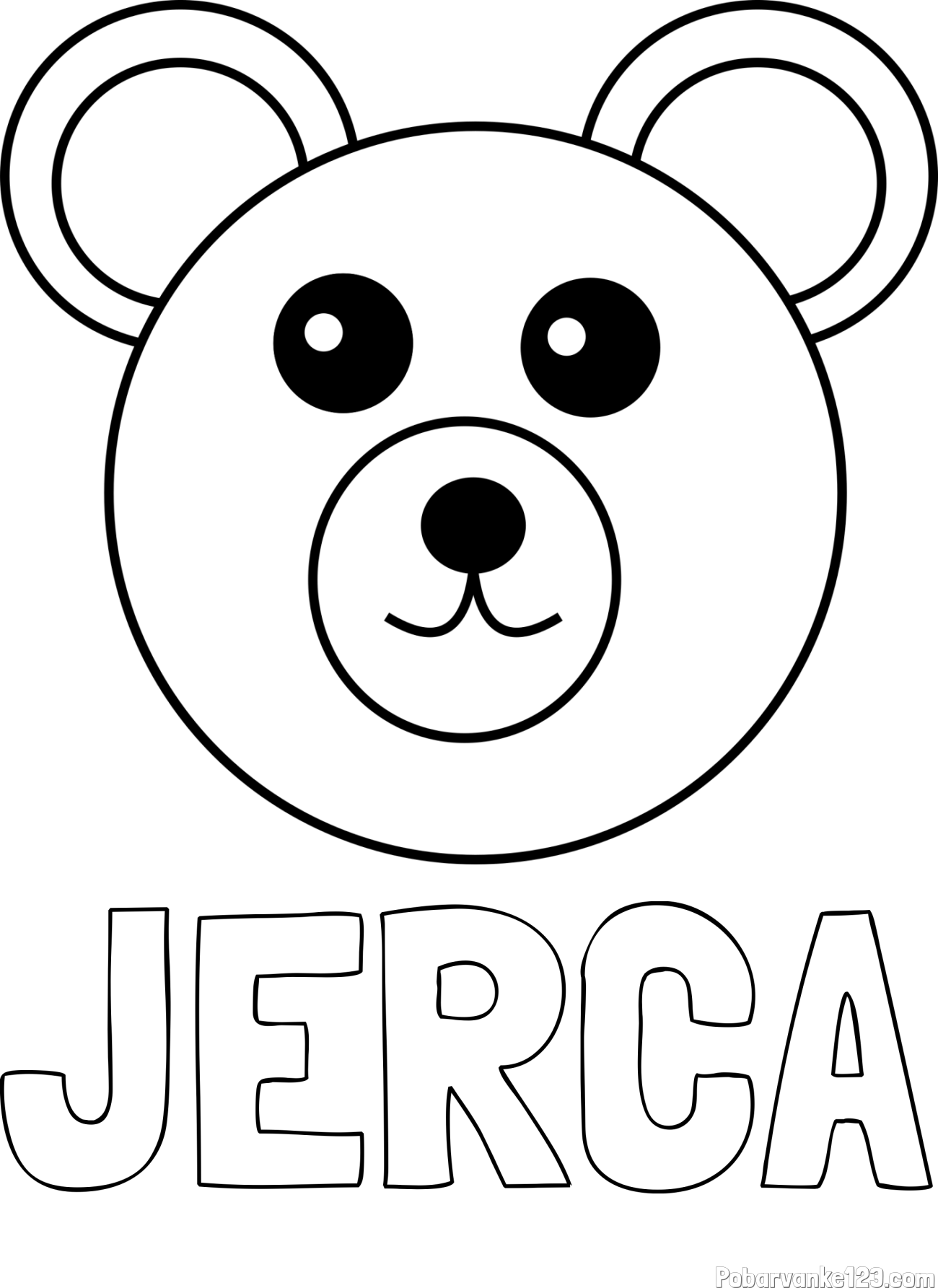 Pobarvanka imena JERCA in preprosta pobarvanka medvedka