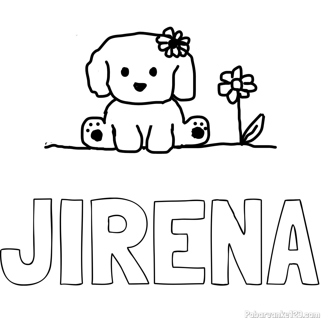 Pobarvanka imena JIRENA in KUŽIKA