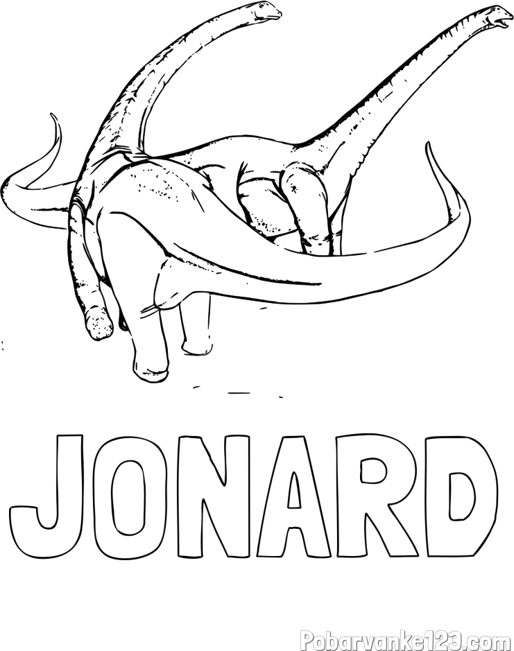Pobarvanka imena JONARD in pobarvanka dinozavra Alamosaurus