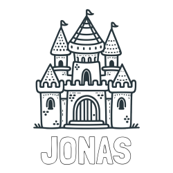 Online izdelana pobarvanka - Pobarvanka imena JONAS in otroška pobarvanka gradu