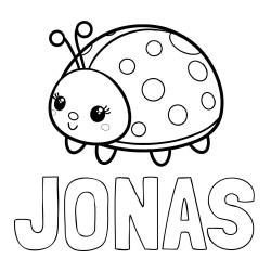 Online izdelana pobarvanka - Pobarvanka imena JONAS in pobarvanka ljubke pikapolonice