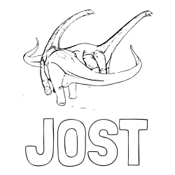 Online izdelana pobarvanka - Pobarvanka imena JOŠT in pobarvanka dinozavra Alamosaurus