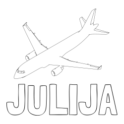 Online izdelana pobarvanka - Pobarvanka imena JULIJA in pobarvanka velikega aviona