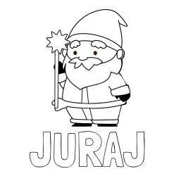 Online izdelana pobarvanka - Pobarvanka imena JURAJ in dedek Mraz