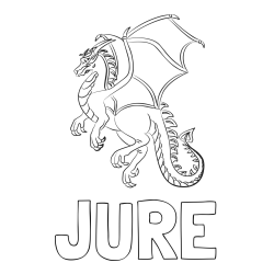 Online izdelana pobarvanka - Pobarvanka imena JURE in pobarvanka strašnega zmaja