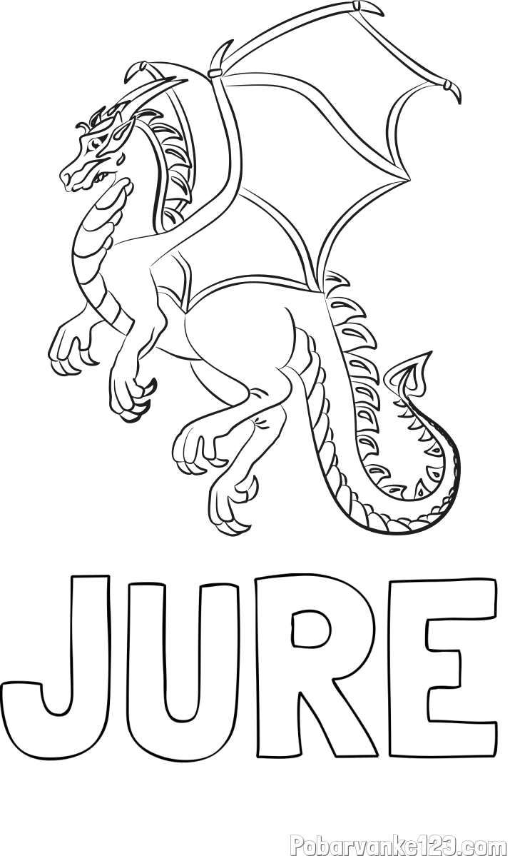 Pobarvanka imena JURE in pobarvanka strašnega zmaja