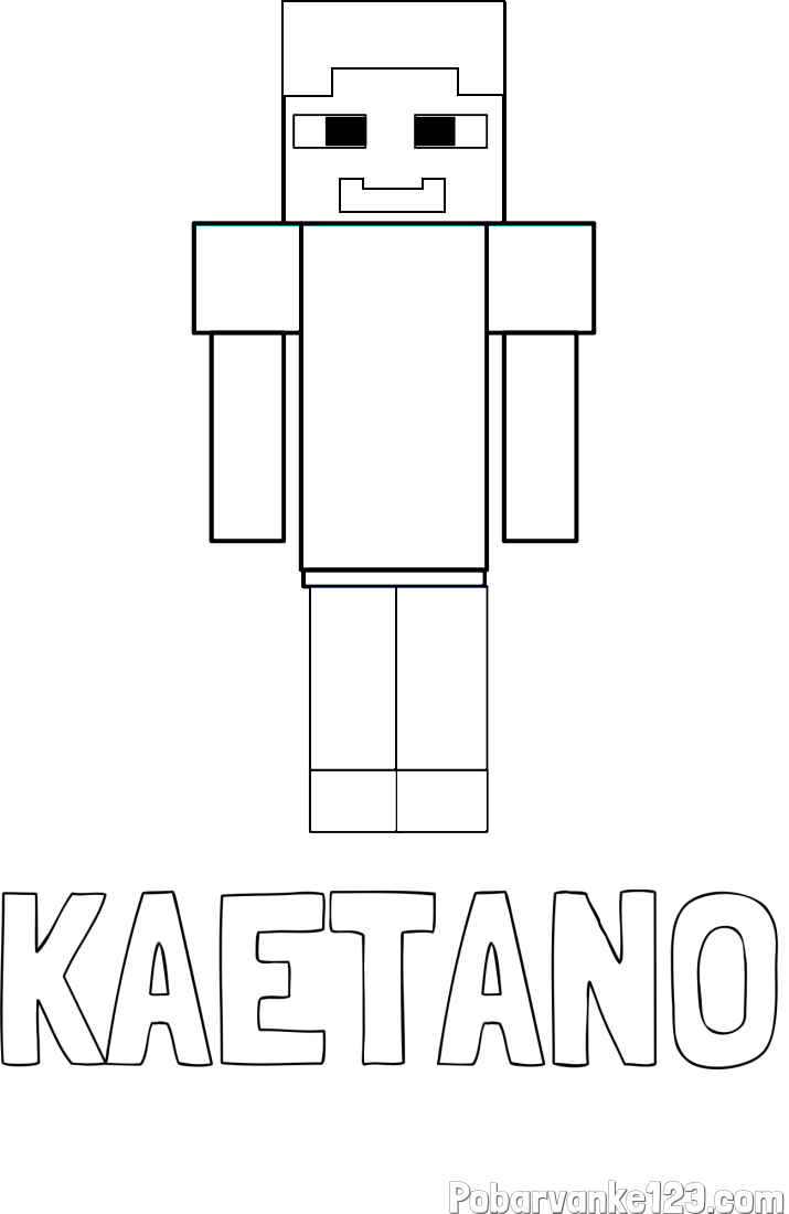 Pobarvanka imena KAETANO in pobarvanka Minecraft glavnega junaka