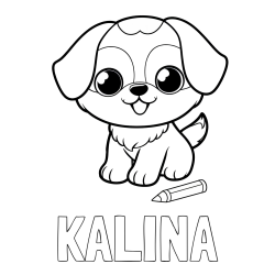 Online izdelana pobarvanka - Pobarvanka imena KALINA in pobarvanka prikupnega kužka