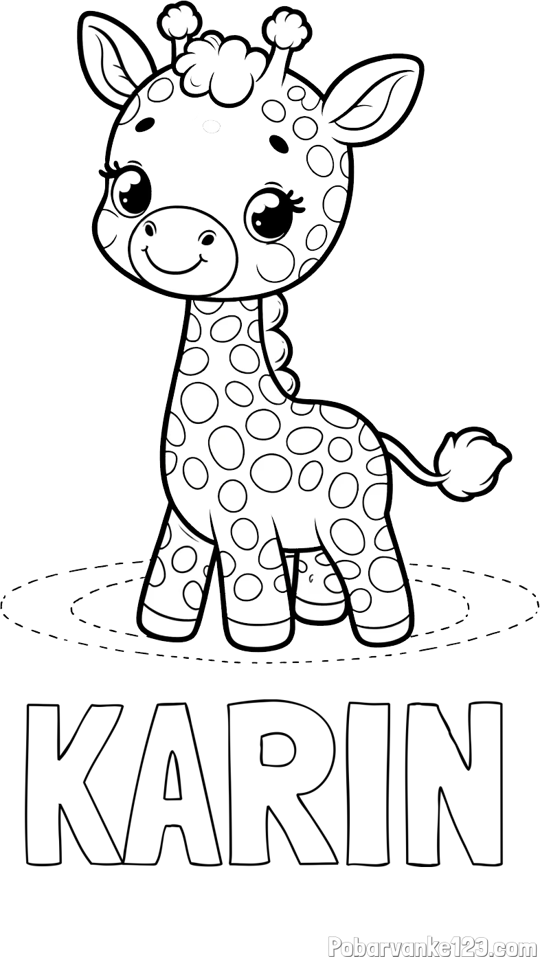 Pobarvanka imena KARIN in pobarvanka žirafe