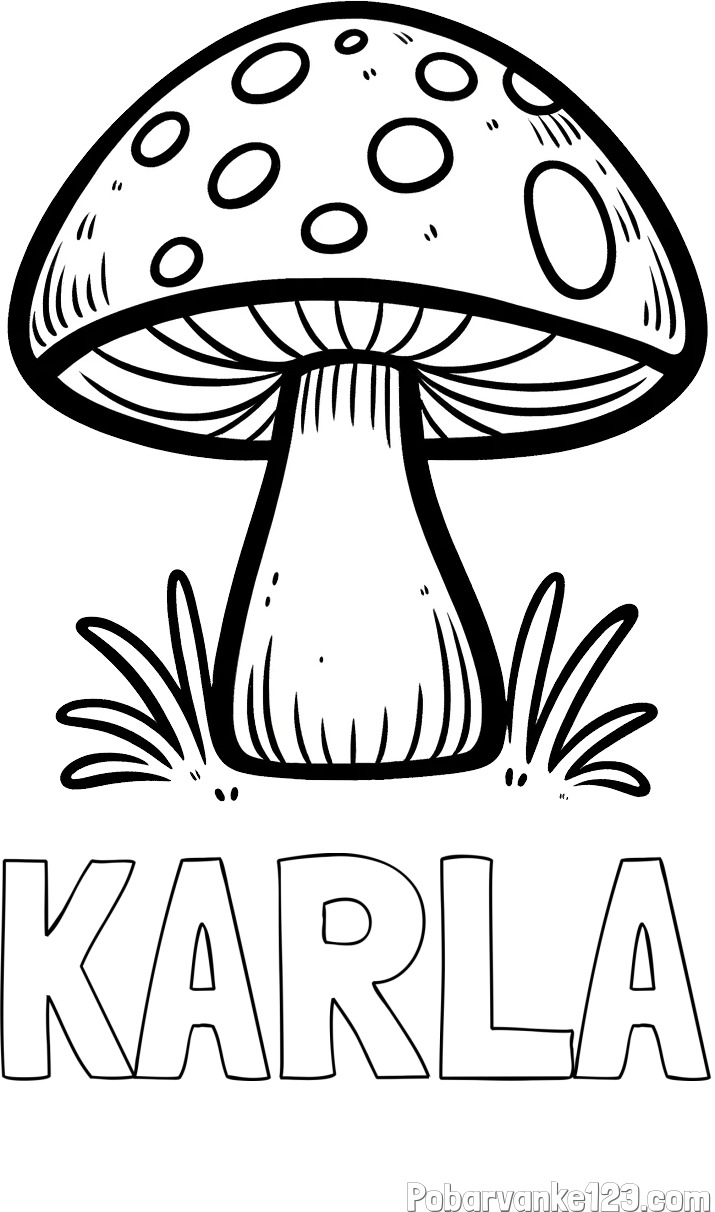 Pobarvanka imena KARLA in pobarvanka gobe