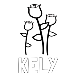 Online izdelana pobarvanka - Pobarvanka imena KELY in pobarvanka treh vrtnic