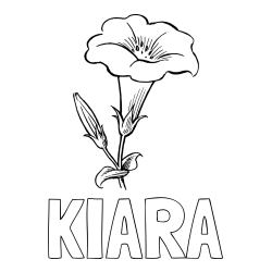 Online izdelana pobarvanka - Pobarvanka imena KIARA in pobarvanka rože Gamopetalous