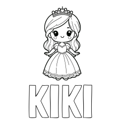 Online izdelana pobarvanka - Pobarvanka imena KIKI in pobarvanka ljubke princeske