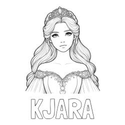 Online izdelana pobarvanka - Pobarvanka imena KJARA in pobarvanka realistične princese