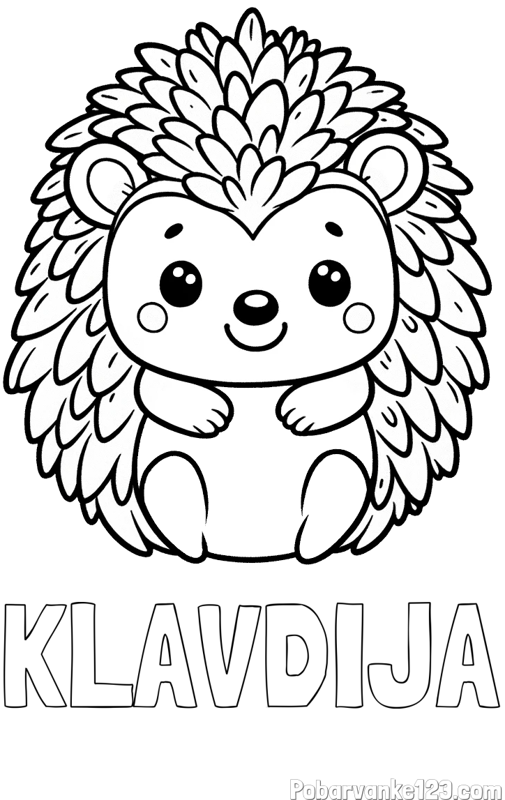 Pobarvanka imena KLAVDIJA in pobarvanka prikupnega ježa