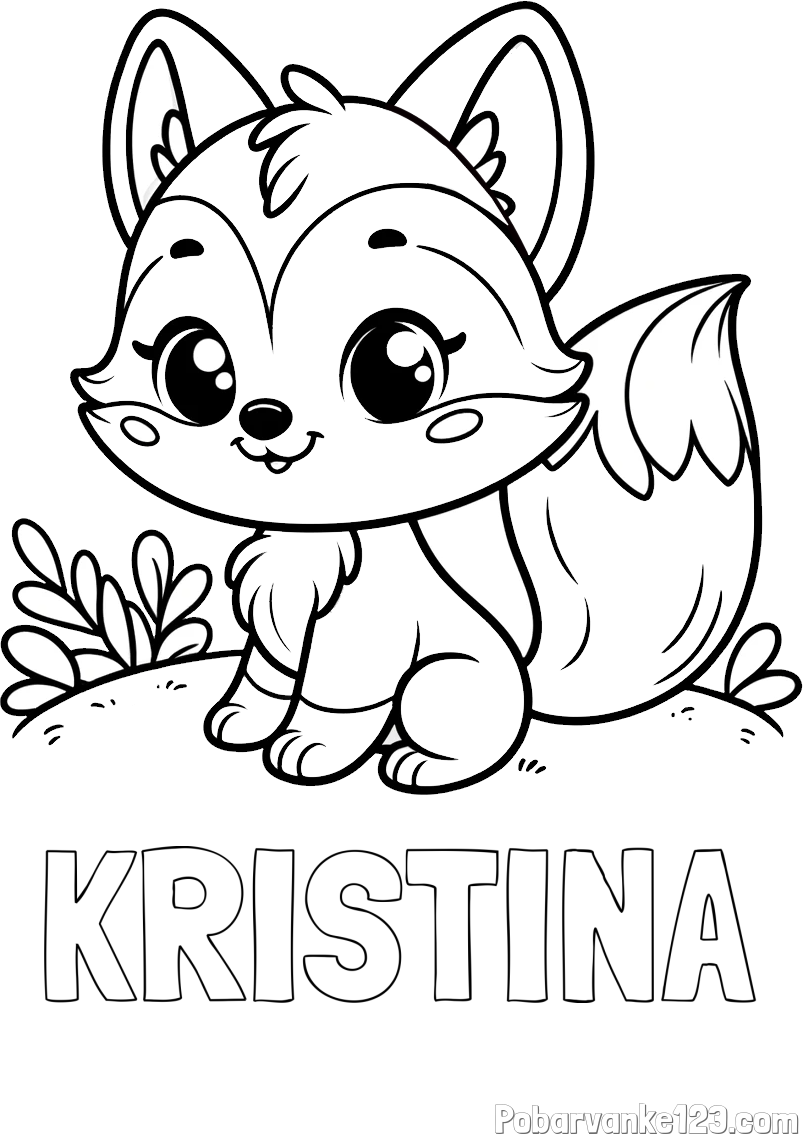 Pobarvanka imena KRISTINA in pobarvanka lisičke