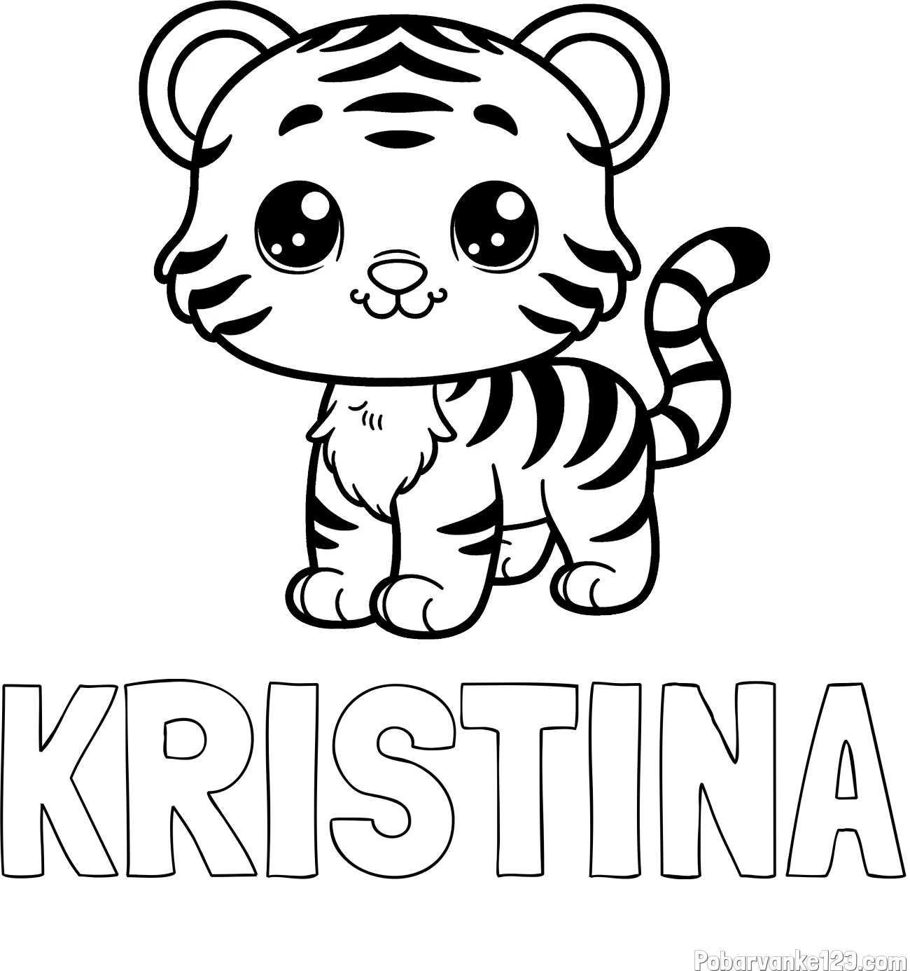 Pobarvanka imena KRISTINA in pobarvanka ljubkega tigrčka