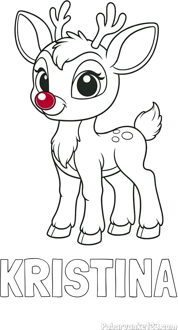Pobarvanka imena KRISTINA in pobarvanka nasmejanega jelenčka Rudolfa