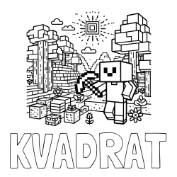Online izdelana pobarvanka - Pobarvanka imena KVADRAT in pobarvanka Minecraft sveta