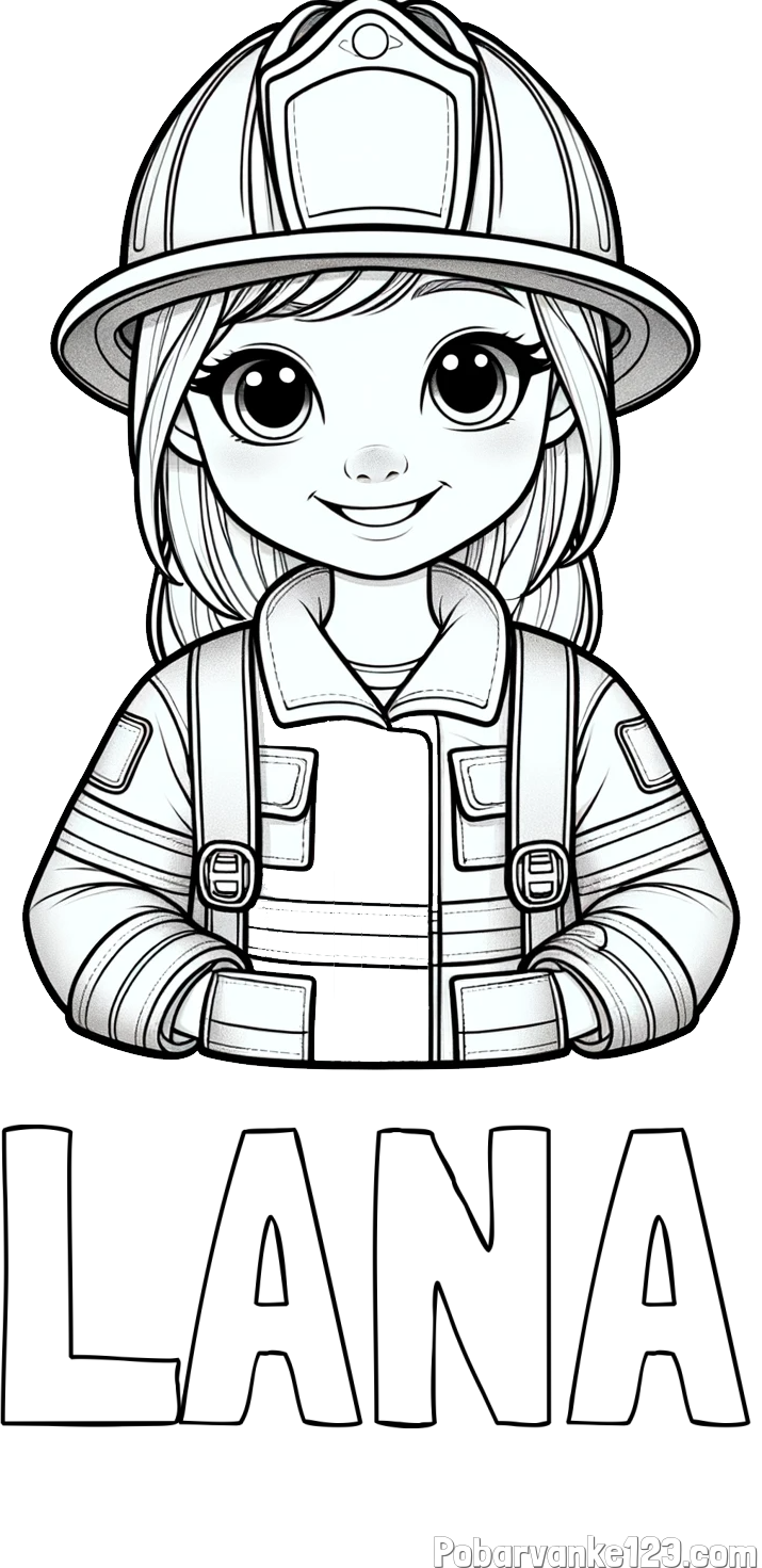 Pobarvanka imena LANA in pobarvanka ljubke gasilke