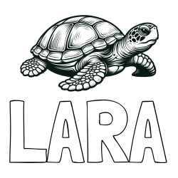 Online izdelana pobarvanka - Pobarvanka imena LARA in pobarvanka velike želve