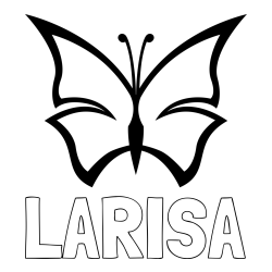 Online izdelana pobarvanka - Pobarvanka imena LARISA in otroška pobarvanka metulja