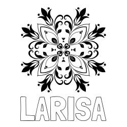 Online izdelana pobarvanka - Pobarvanka imena LARISA in pobarvanka mandale (cvetovi)
