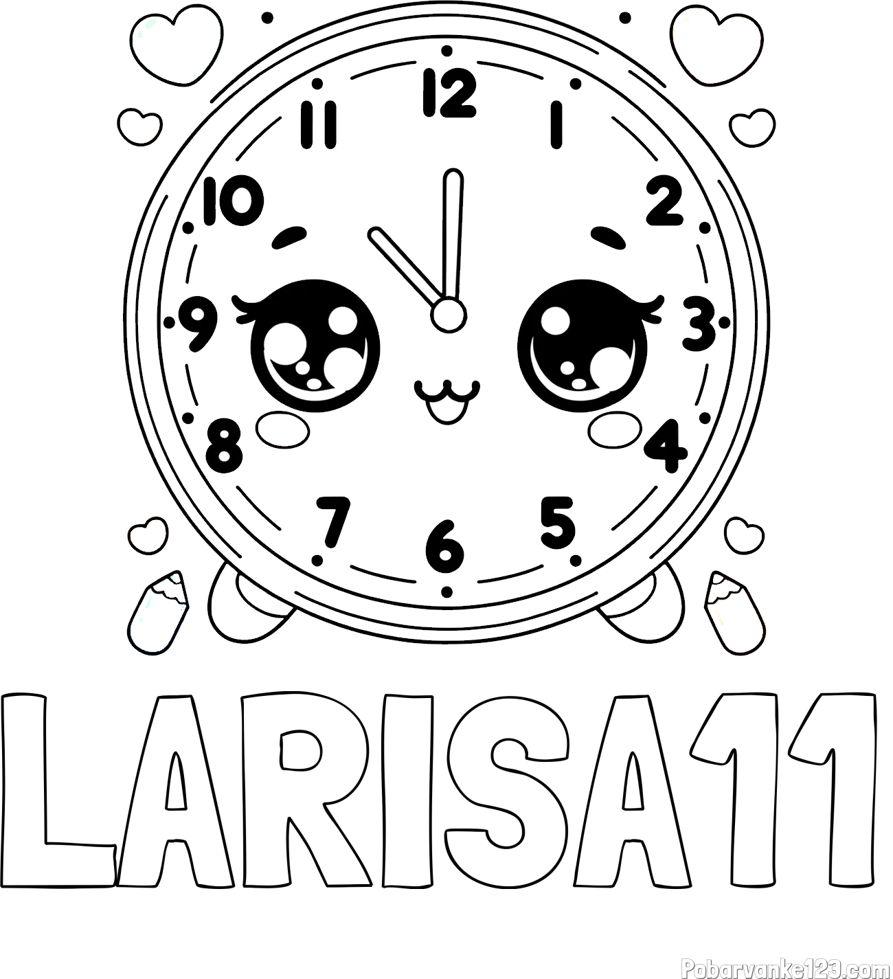 Pobarvanka imena LARISA11 in pobarvanka ljubke ure