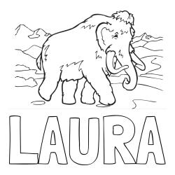 Online izdelana pobarvanka - Pobarvanka imena LAURA in pobarvanka mamut