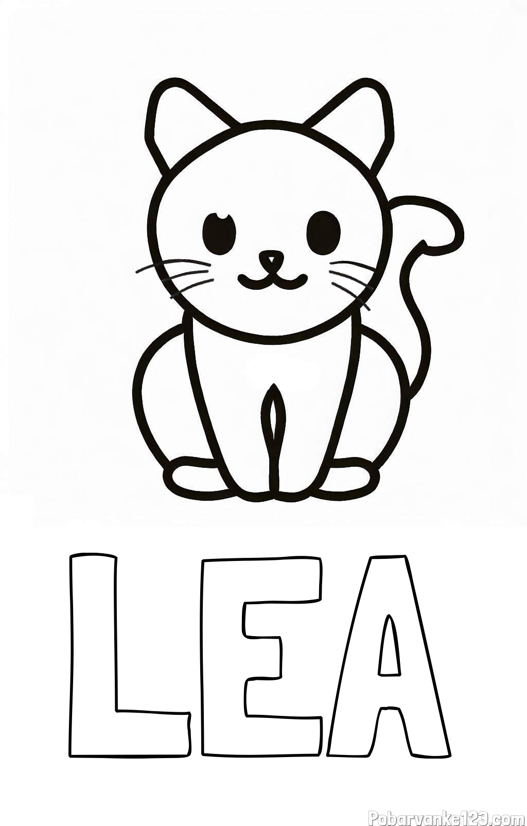 Pobarvanka imena LEA in pobarvanka prikupne mucke