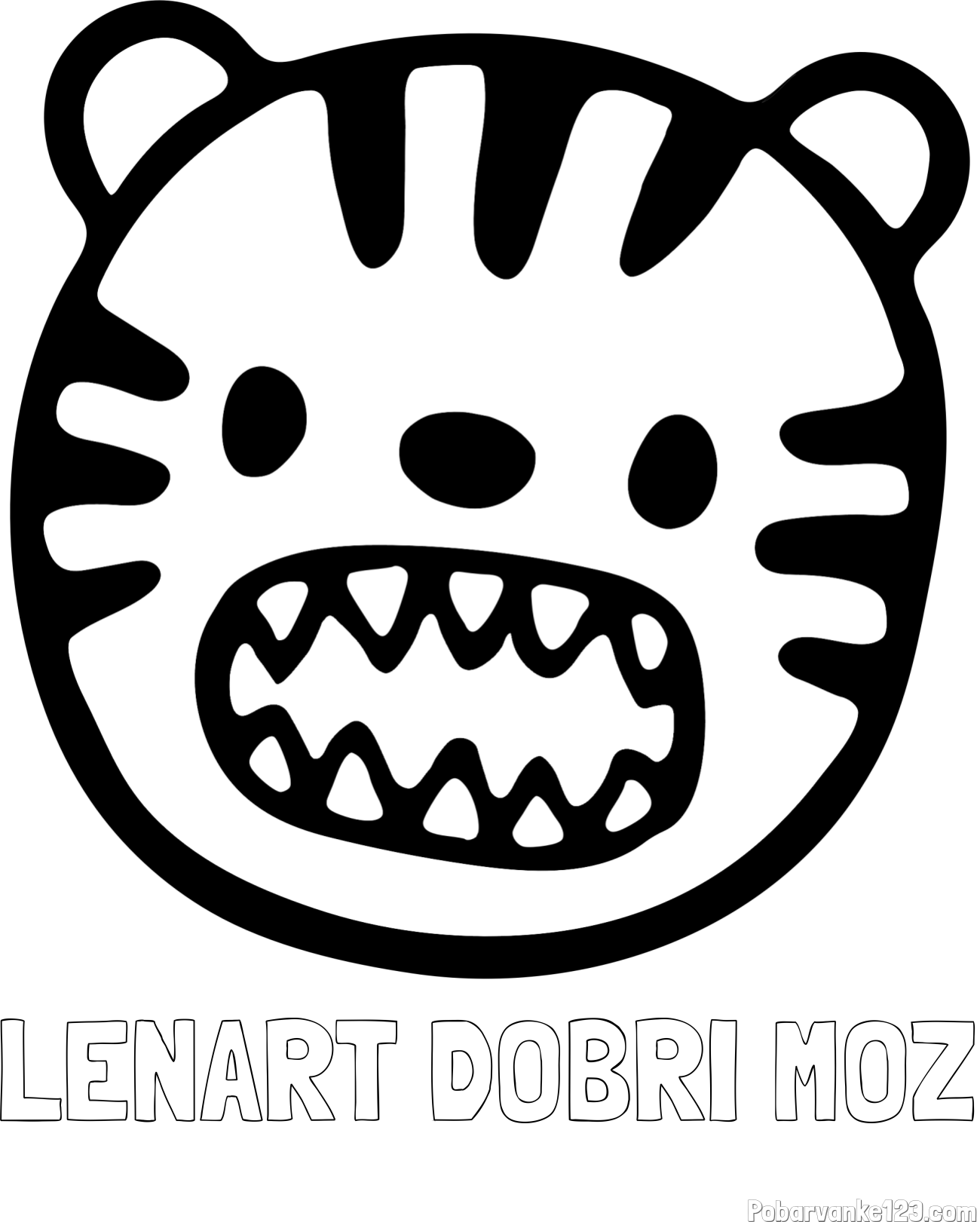 Pobarvanka imena LENART DOBRI MOŽ in pobarvanka glave majhnega tigrčka