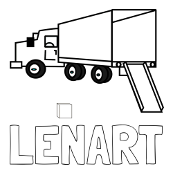 Online izdelana pobarvanka - Pobarvanka imena LENART in pobarvanka velikega tovornjaka pri nakladanju