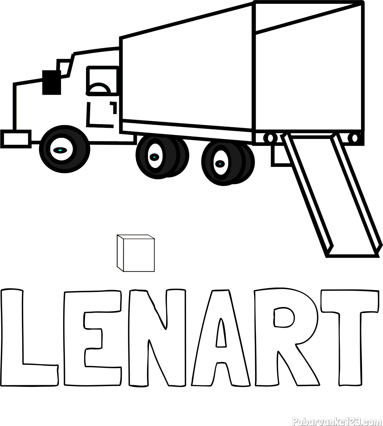 Pobarvanka imena LENART in pobarvanka velikega tovornjaka pri nakladanju