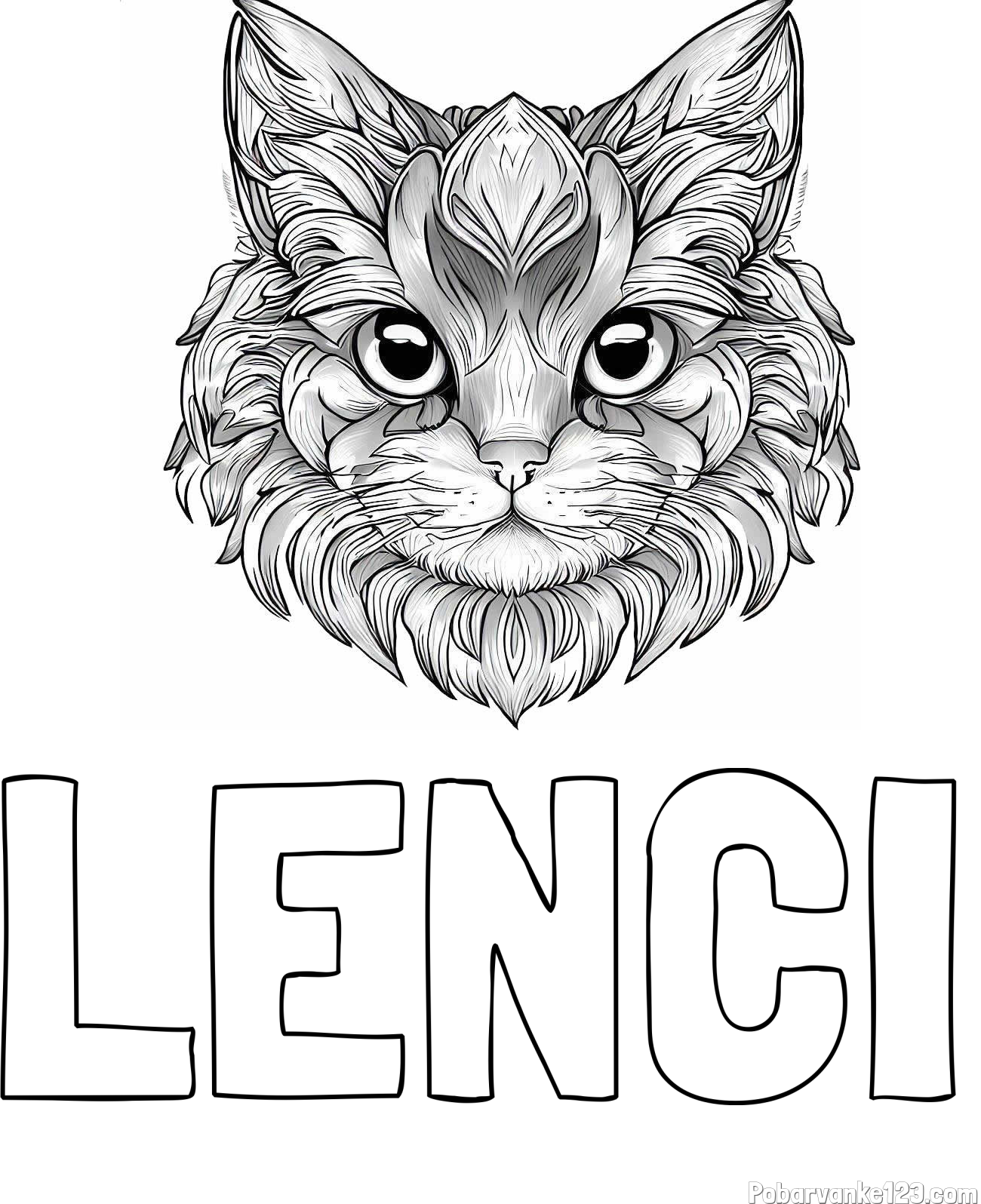 Pobarvanka imena LENCI in pobarvanka mačke