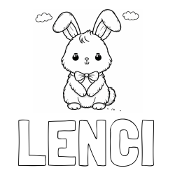 Online izdelana pobarvanka - Pobarvanka imena LENCI in pobarvanka prikupnega zajčka