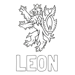 Online izdelana pobarvanka - Pobarvanka imena LEON in pobarvanka abstraktno upodobljenega leva s krono