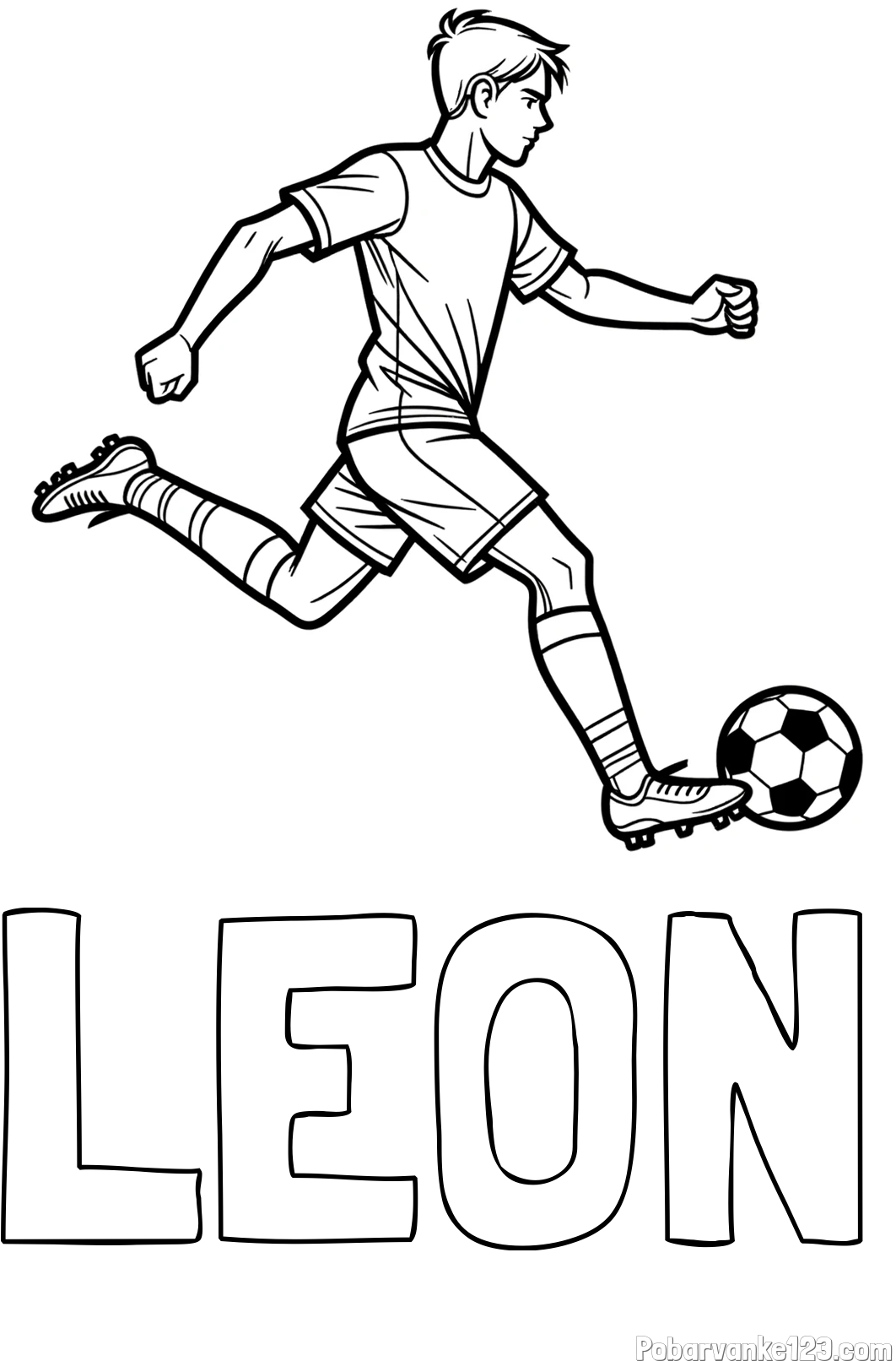Pobarvanka imena LEON in pobarvanka nogometaša v napadu