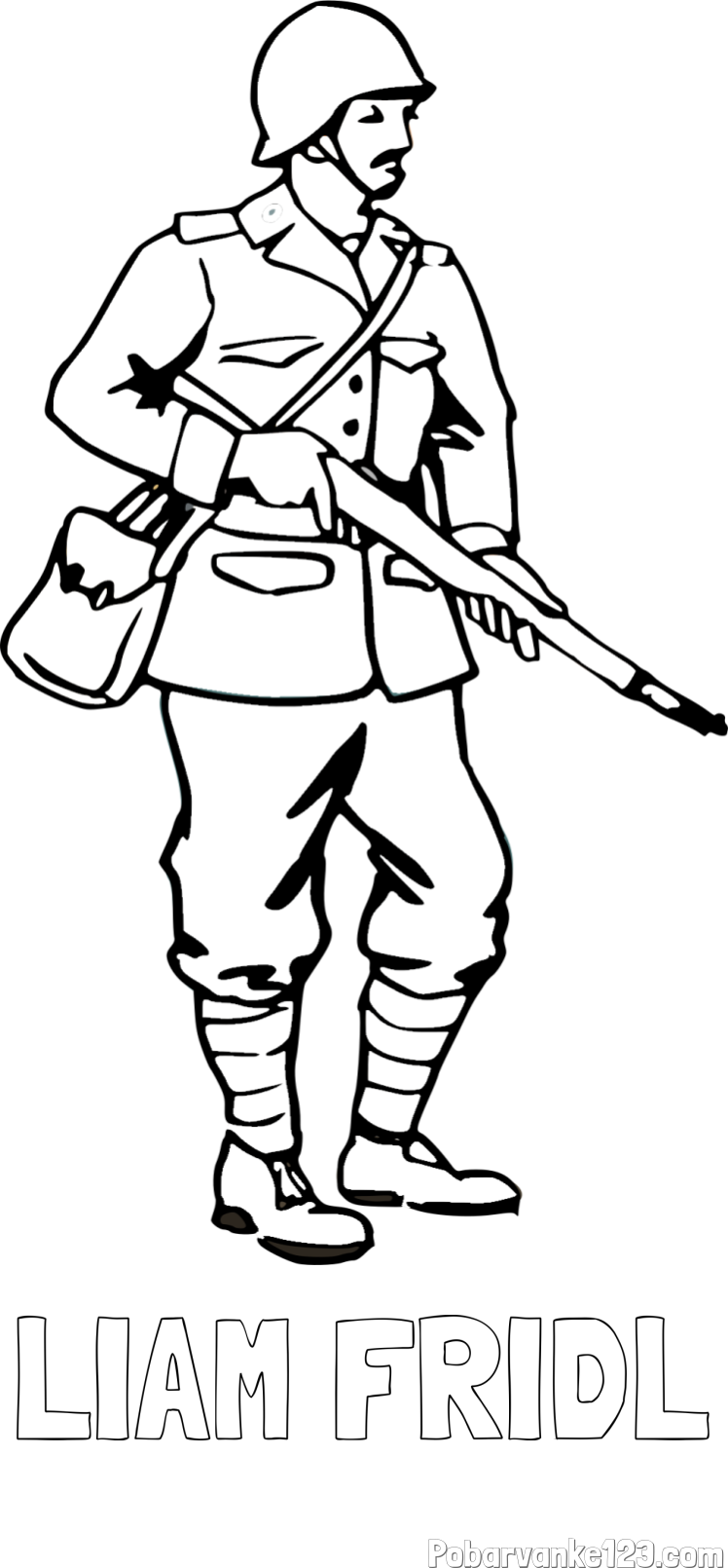 Pobarvanka imena LIAM FRIDL in pobarvanka vojaka s puško