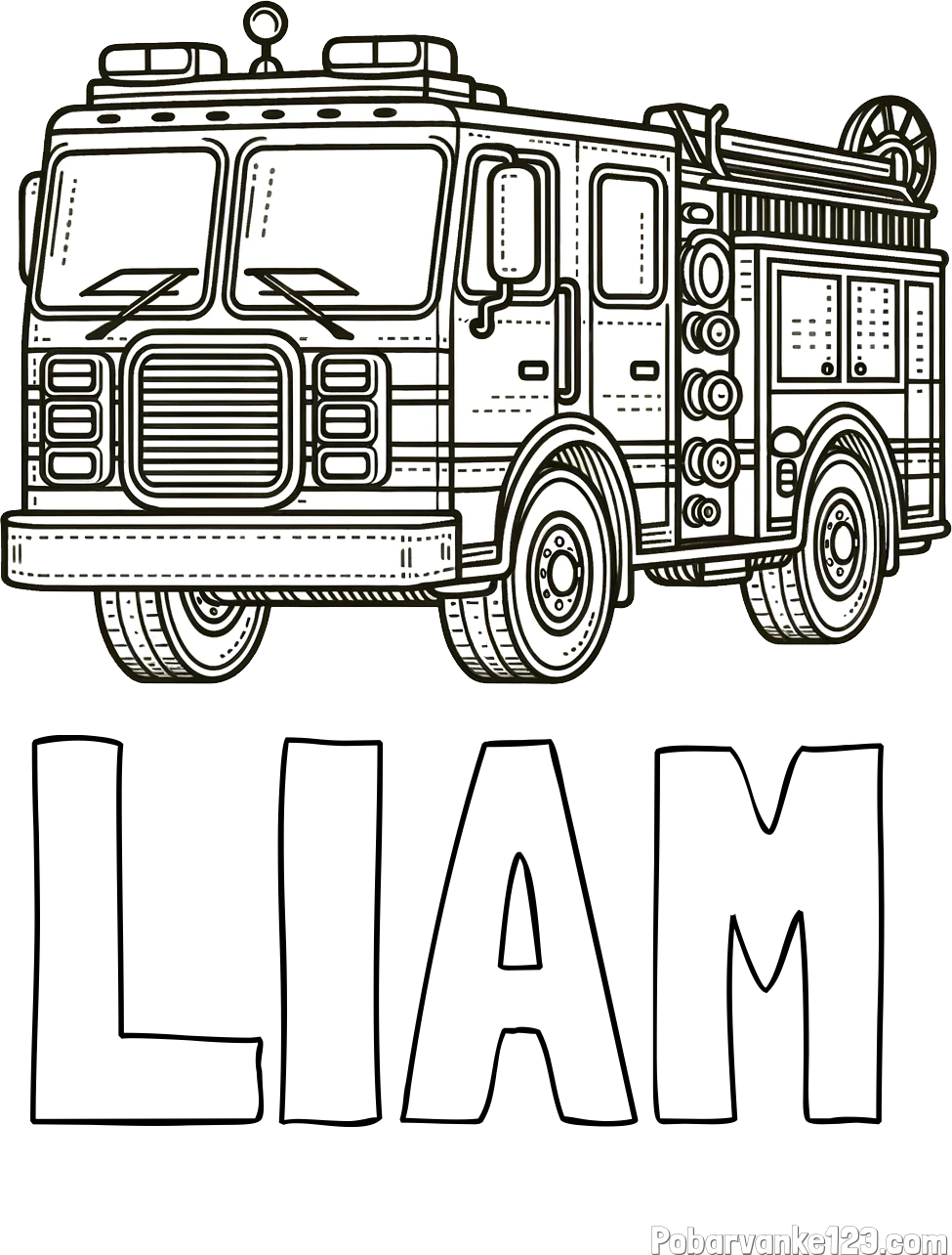 Pobarvanka imena LIAM in pobarvanka gasilskega avta