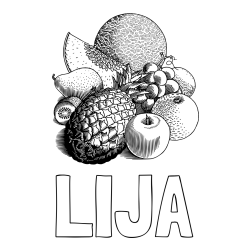 Online izdelana pobarvanka - Pobarvanka imena LIJA in pobarvanka sadja (ananas, melona, jabolka, kivi, grozdje, pomaranča...)