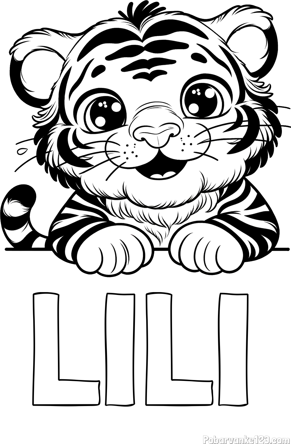 Pobarvanka imena LILI in pobarvanka tigrček